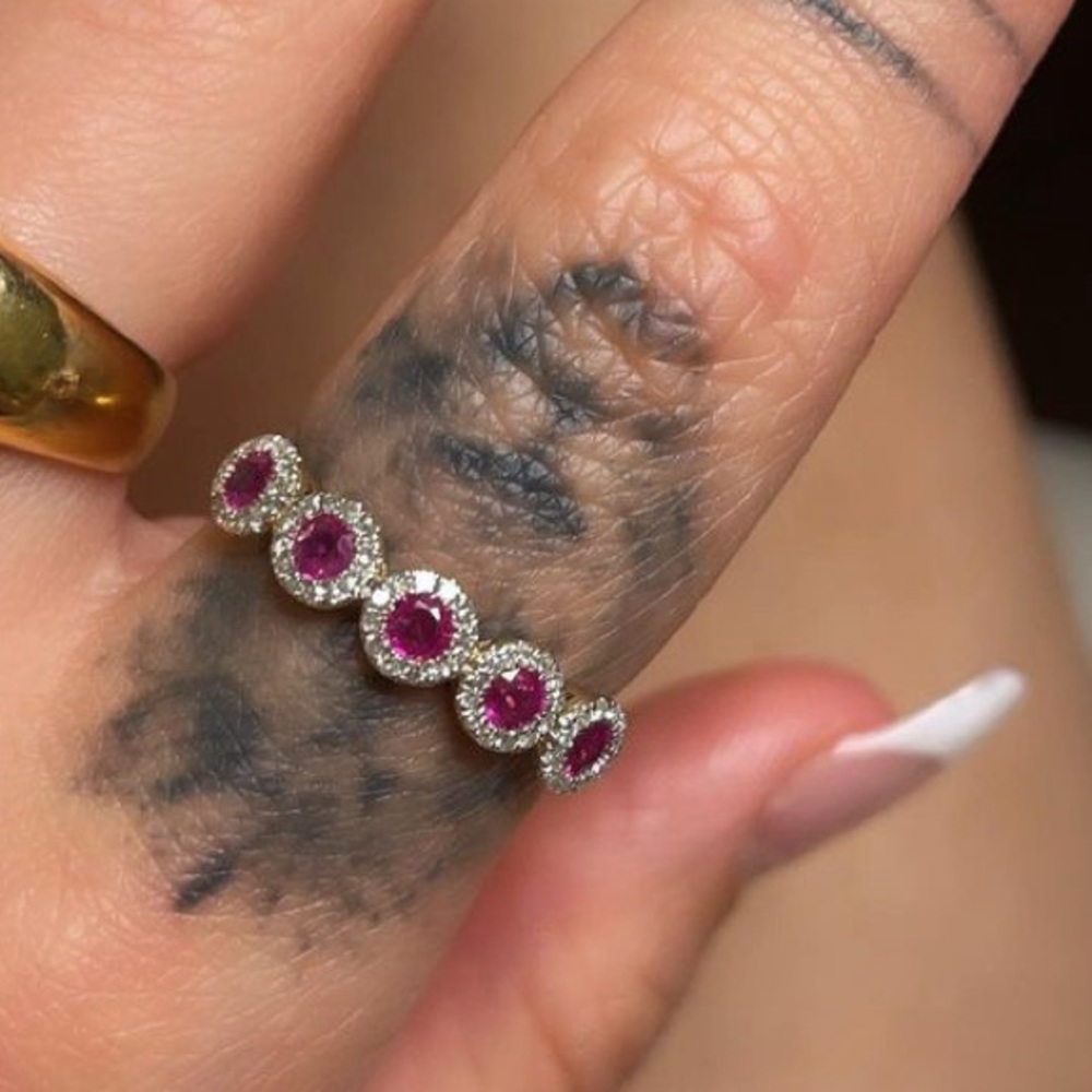 Half eternity ruby diamond band